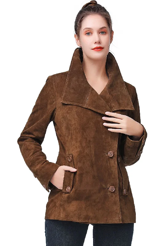 elegant long coat for women -BGSD Women Jane Suede Leather Jacket