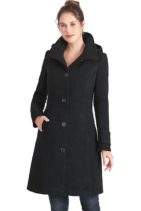 long elegant trench coat for women -BGSD Women Jem Stand-Collar Wool Coat