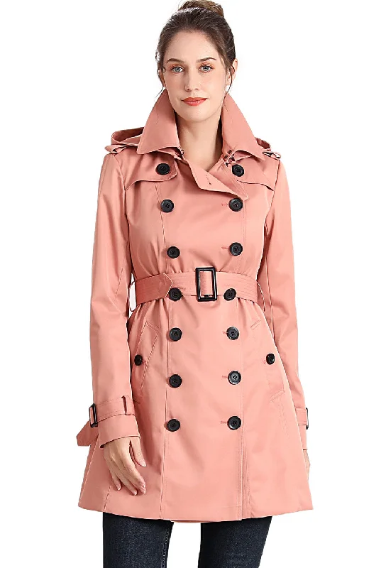 ladies' fur-lined jacket -BGSD Women Leah Waterproof Hooded Mid Length Trench Coat