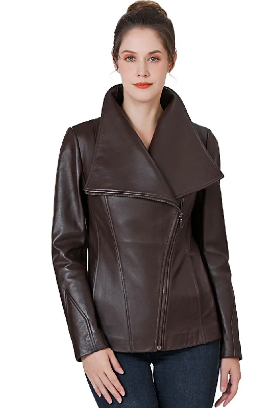 women's elegant cape coat -BGSD Women Mara Lambskin Leather Jacket