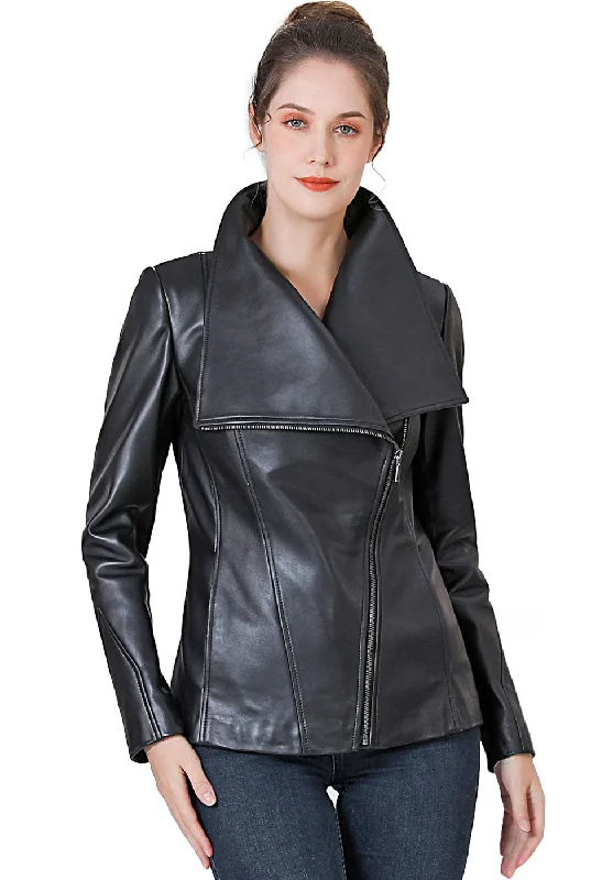 lightweight quilted jacket for women -BGSD Women Mara Lambskin Leather Jacket