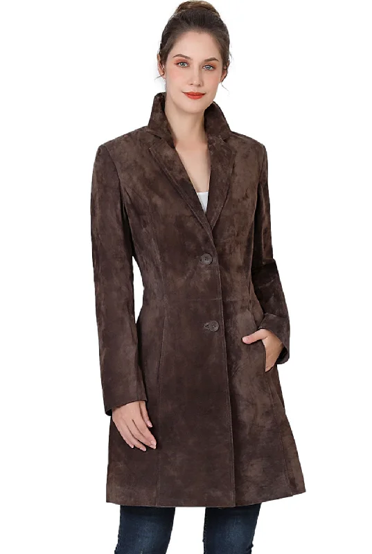 ladies' cashmere overcoat -BGSD Women Mary Suede Leather Walker Coat