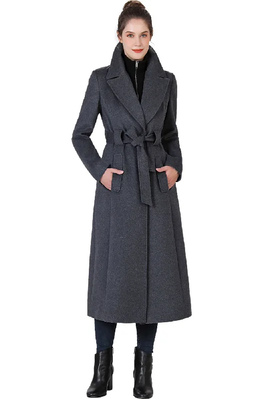 professional work blazer for women -BGSD Women May Belted Wrap Wool Trench Coat