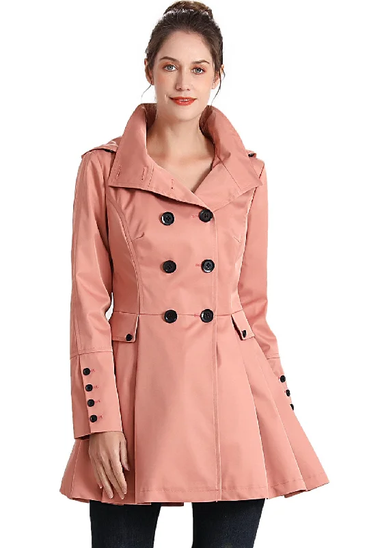 women's faux fur-lined parka -BGSD Women Nicole Waterproof Hooded Fit & Flare Trench Coat