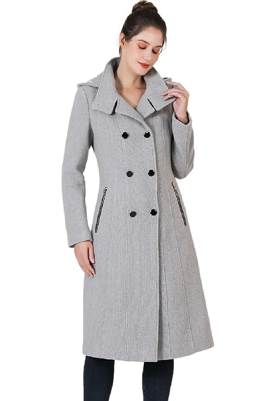 ladies' waterfall drape coat -BGSD Women Ren Wool Stand Collar Walker Coat