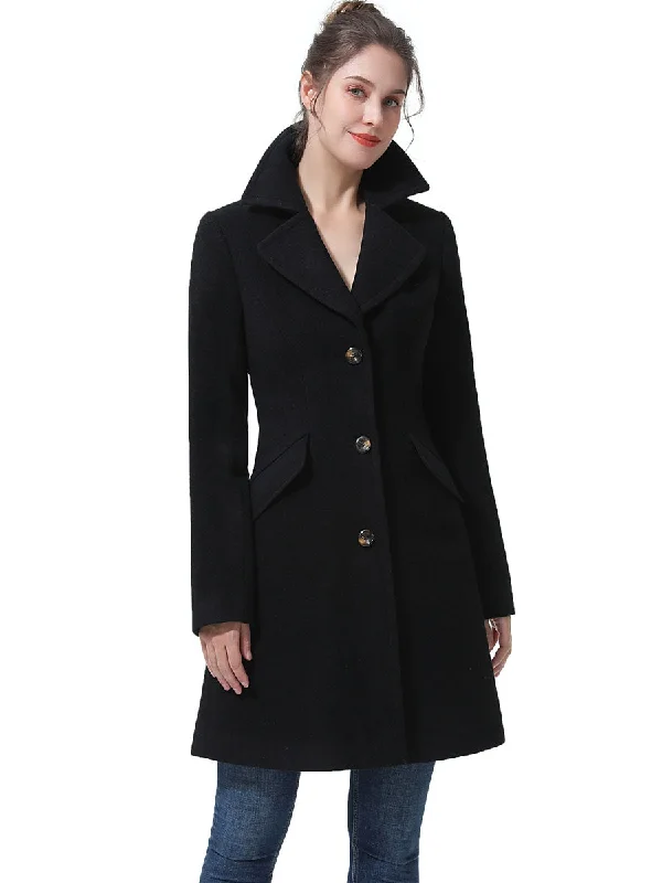 warm alpaca wool coat for ladies -BGSD Women Ada Mid-Length Wool Walking Coat