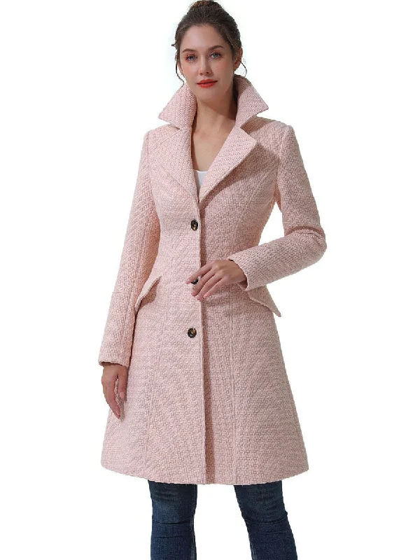 military-style coat for women -BGSD Women Ann Fit & Flare Boucle Wool Coat