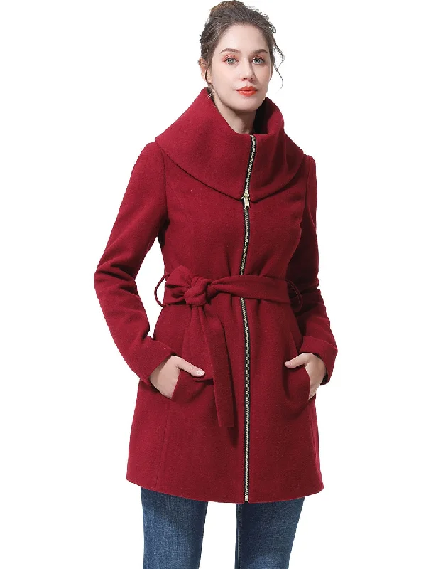 zip-up casual anorak jacket for women -BGSD Women Aya Belted Wool Coat