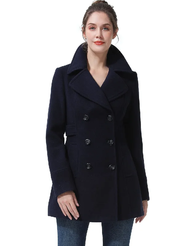 elegant wool cape for women -BGSD Women Ayu Wool Pea Coat