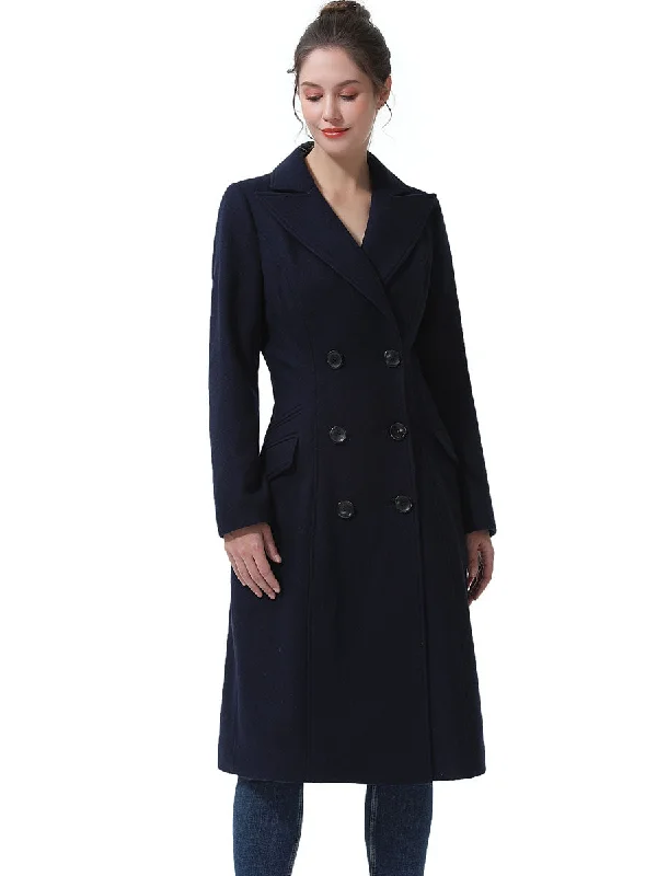 women's oversized corduroy jacket -BGSD Women Bri Long Wool Pea Coat