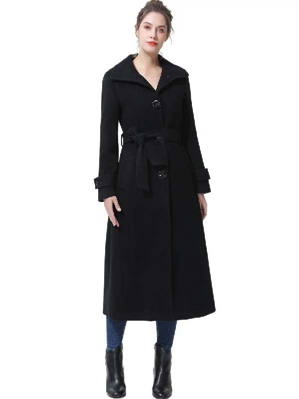 stylish fleece-lined coat for women -BGSD Women Ela Full Length Long Wool Trench Coat