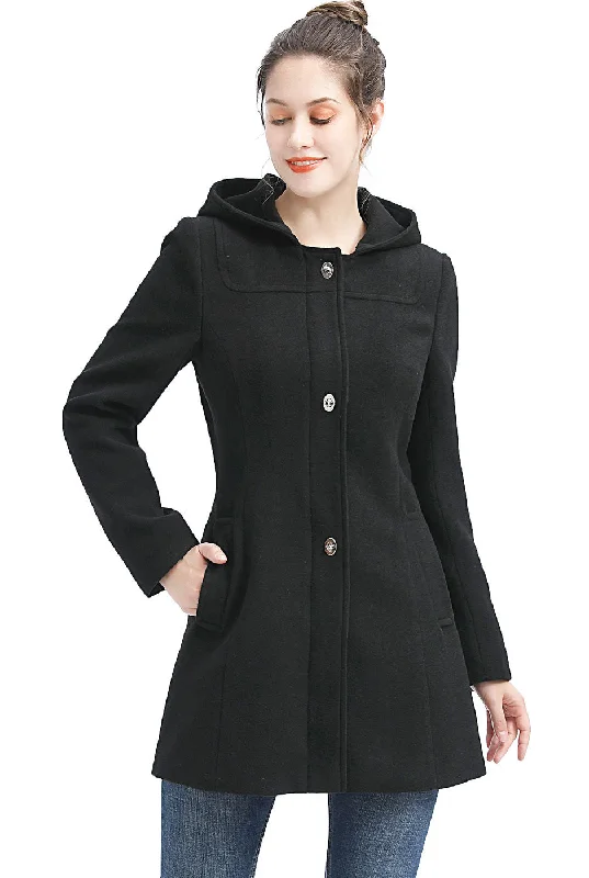 women's thermal long coat -BGSD Women Eva Wool Hooded Parka Coat