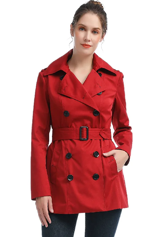 lightweight packable jacket for women -BGSD Women Evelyn Waterproof Classic Hooded Short Trench Coat