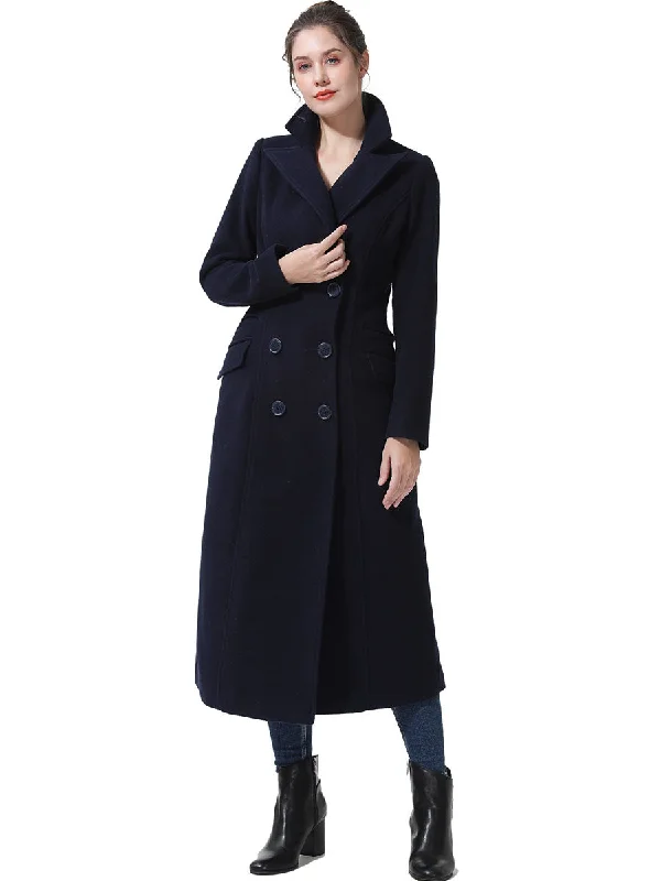 winter-ready faux shearling jacket for women -BGSD Women Fay Full Length Long Wool Pea Coat