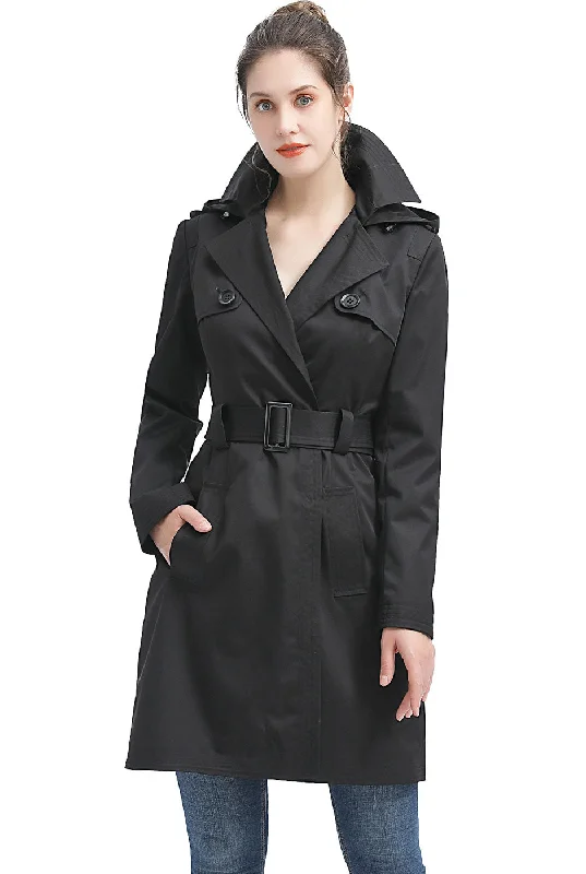 women's mid-length wool coat -BGSD Women Gabby Waterproof Hooded Trench Coat