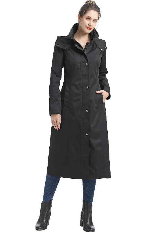 fashionable belted wool coat for women -BGSD Women Kathy Waterproof Hooded Long Rain Coat