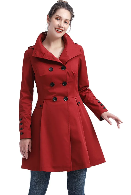 fitted wool blend coat for women -BGSD Women Kayla Waterproof Hooded Mid Length Trench Coat