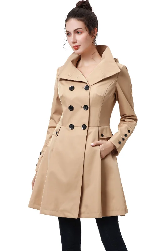 ladies' longline puffer coat -BGSD Women Kayla Waterproof Hooded Mid Length Trench Coat