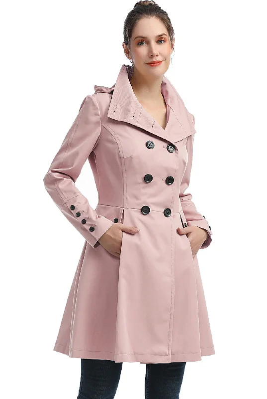 women's waterproof raincoat -BGSD Women Kayla Waterproof Hooded Mid Length Trench Coat