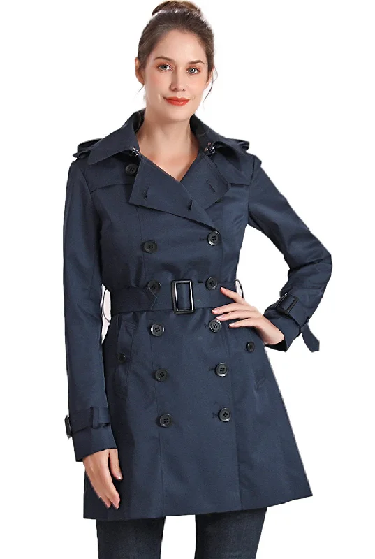 lightweight quilted jacket for women -BGSD Women Leah Waterproof Hooded Mid Length Trench Coat