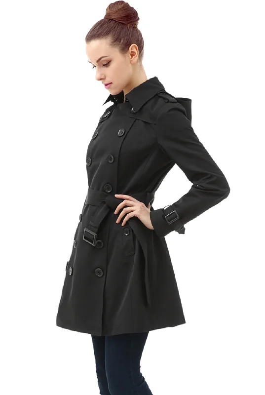 women's relaxed boyfriend blazer -BGSD Women Leah Waterproof Hooded Mid Length Trench Coat