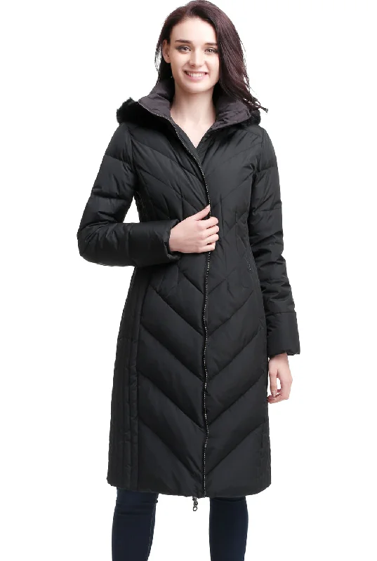 soft touch sherpa coat for women -BGSD Women's "Marlene" Waterproof Hooded Long Down Coat - Plus