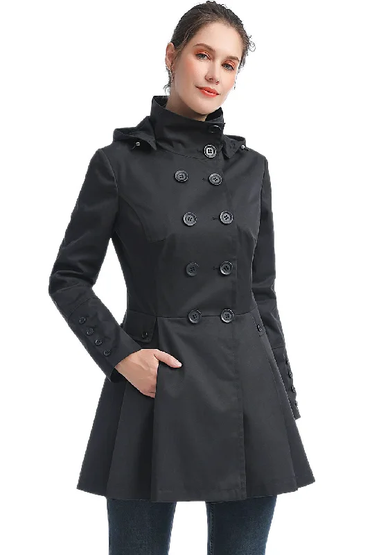 cozy teddy coat for ladies -BGSD Women Nicole Waterproof Hooded Fit & Flare Trench Coat