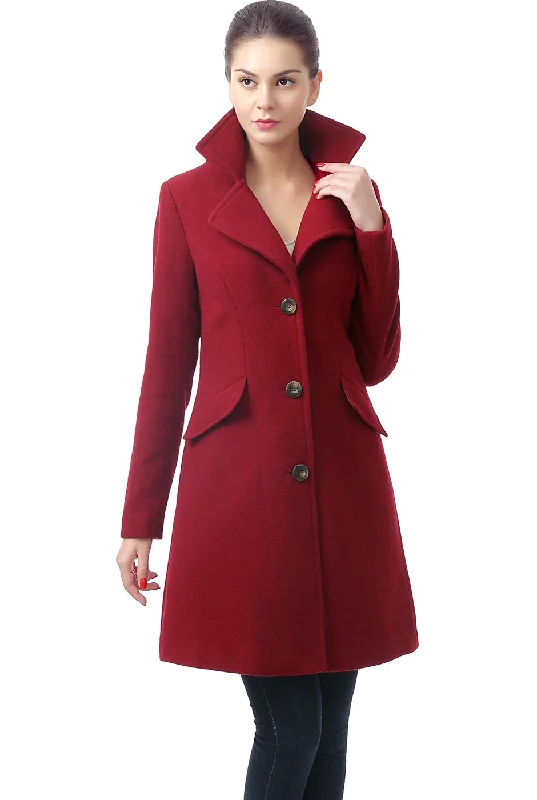 ladies' waterfall drape coat -BGSD Women Sasha Wool Walking Coat