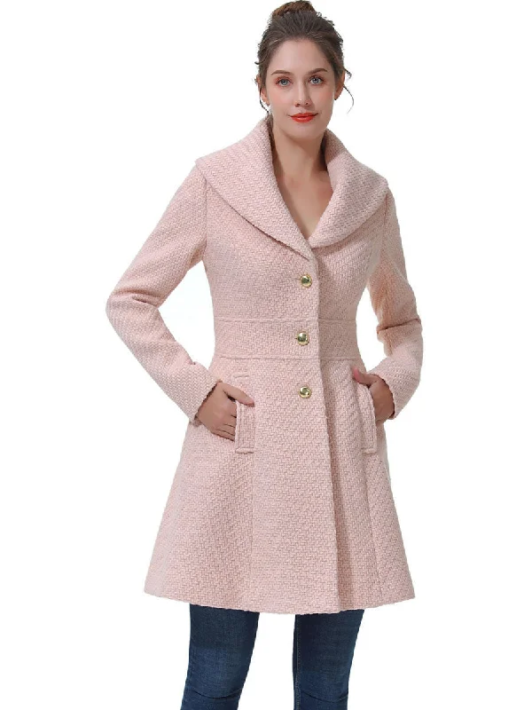 ladies' lightweight anorak coat -BGSD Women Tia Fit & Flare Boucle Wool Coat